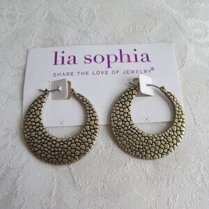 NWT Lia Sophia Hoop Earrings Gold Tone & Enamel